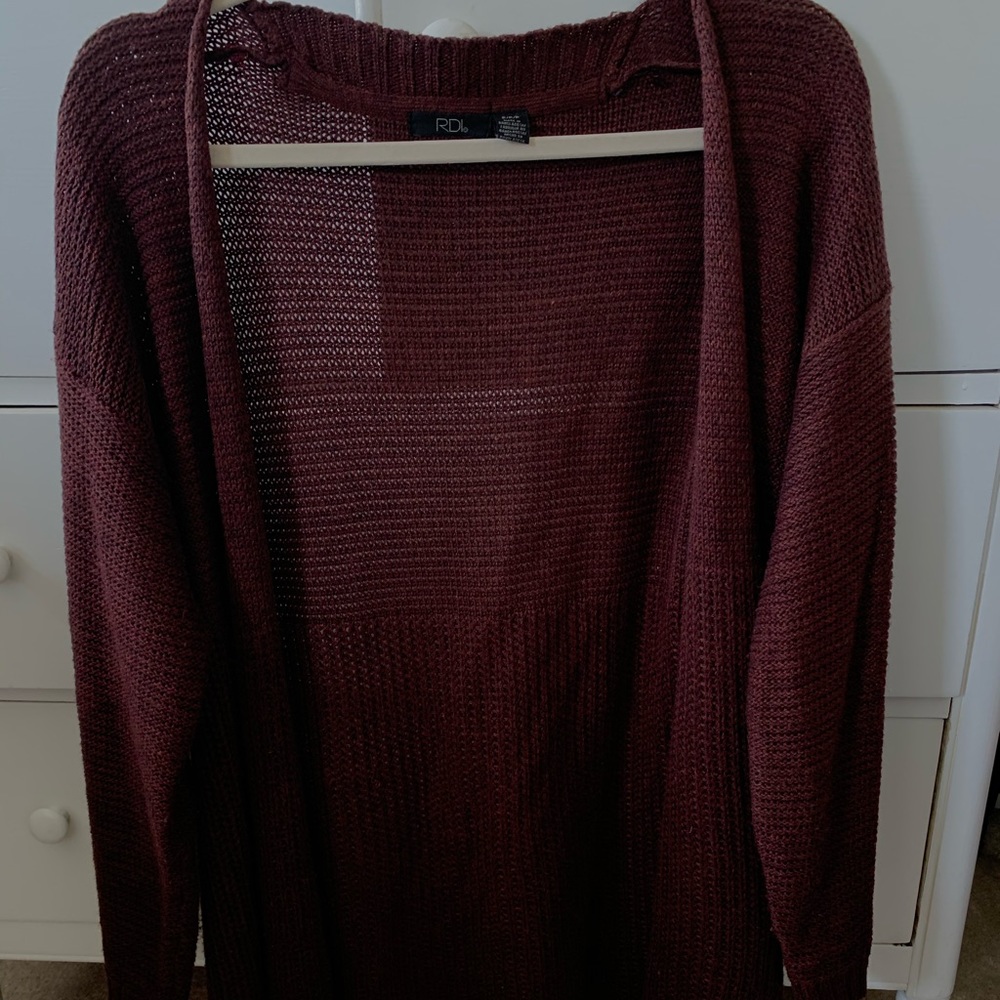 Burgundy Open Front Cardigan